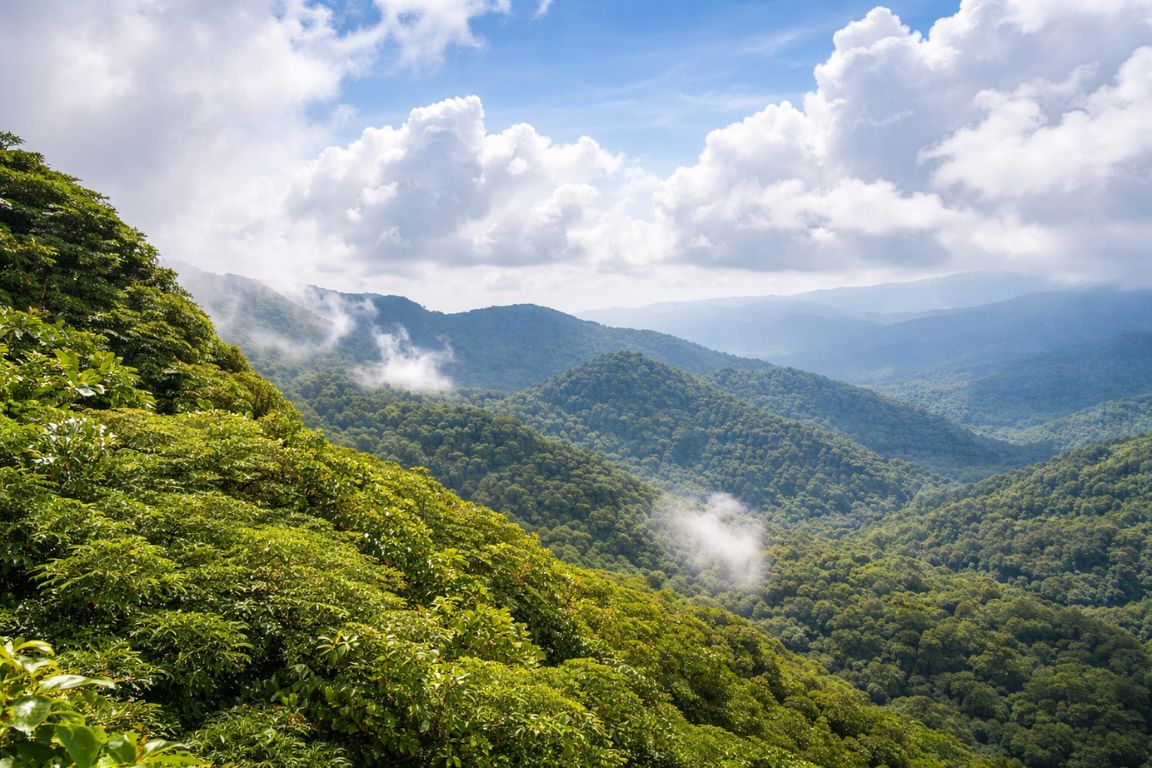 La Ventana viewpoint overlooking lush Monteverde Cloud Forest mountains during a guided tour with Monteverde Cloud Forest Tours